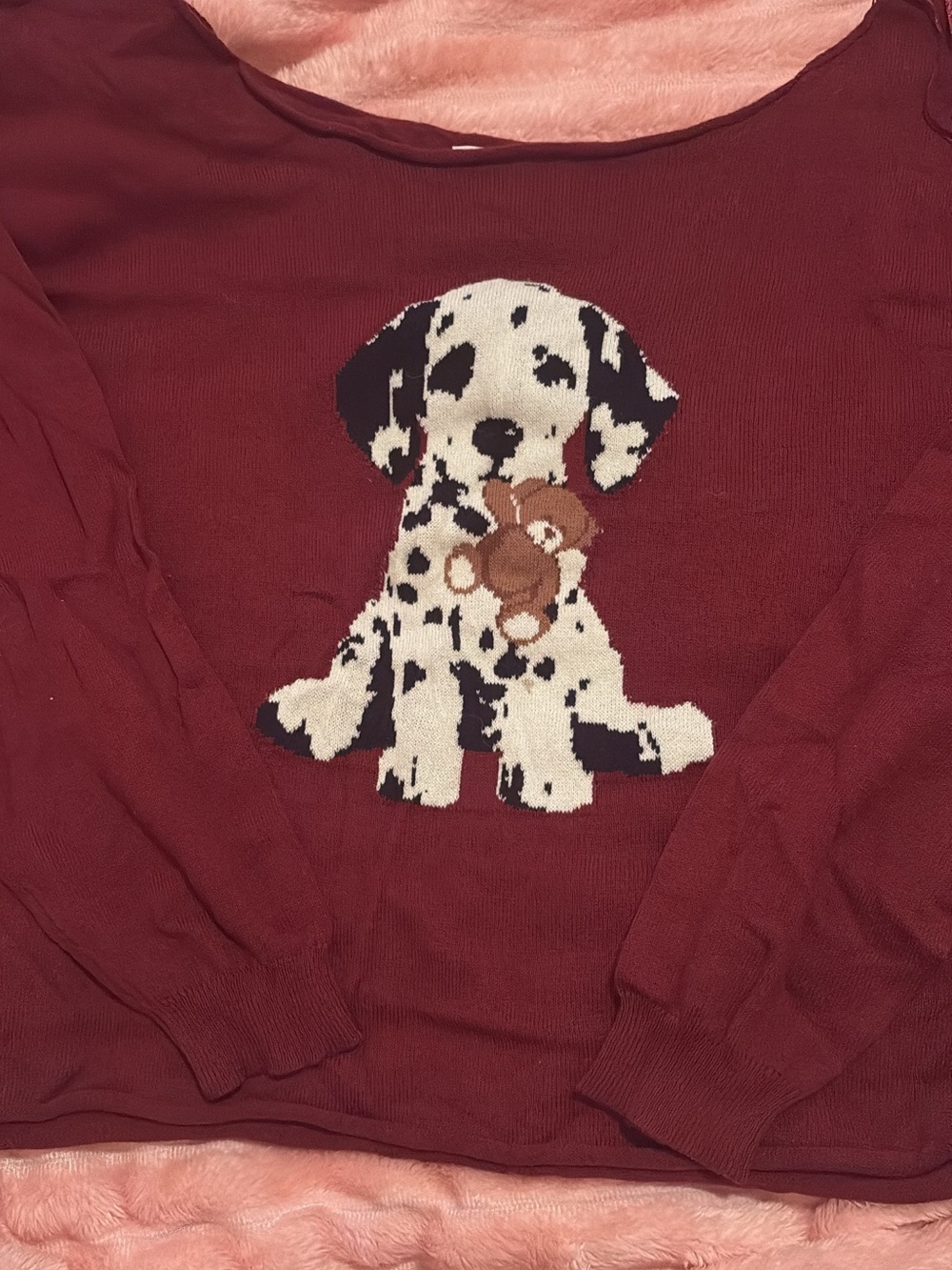 Aeropostale Maroon Dog Graphic Pet Sweater
